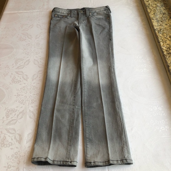 True Religion Ricky Relaxed-Fit Straight Gray Jeans Denim Pants Girls Size 12 - Picture 1 of 16